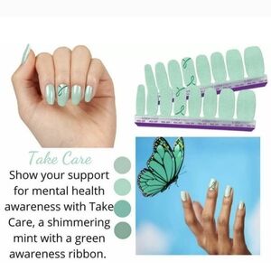 Color Street Take Care Mint Nail Wraps with Awareness Ribbon